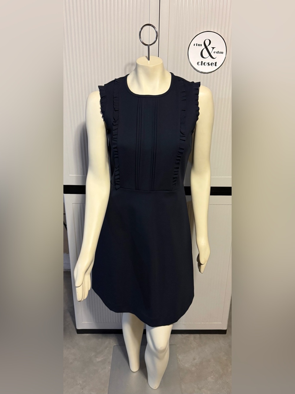 Brooks Brothers “Red Fleece” Sleeveless Ruffle-Trim Dress in Navy-Adorable!!